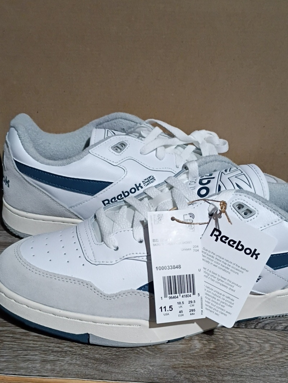 Reebok Men’s White Sneakers with Navy Accents